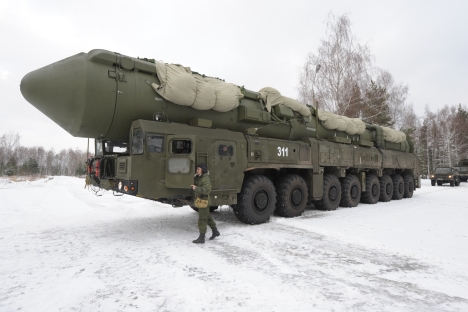 With the West cutting military spending, Russia steps up its military expenditures, according to International Institute for Strategic Studies. Pictured: Yars intercontinental ballistic missile. Source: RIA Novosti / Sergey Pyatakov